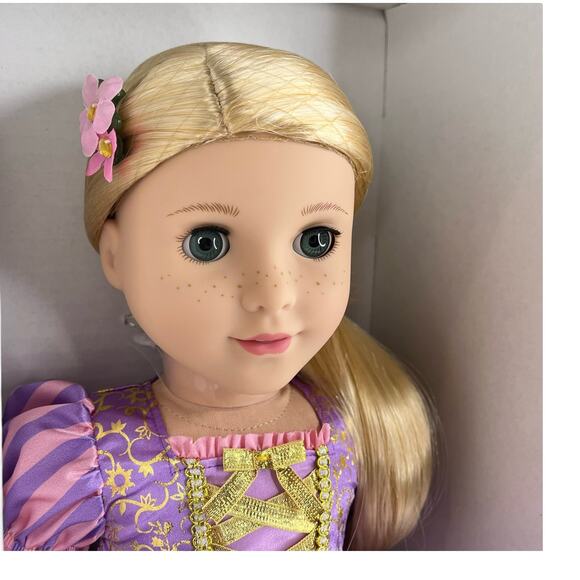 NEW American Girl Disney Princess Rapunzel 18” Doll Dress Shoes Long Hair BOX - Picture 3 of 16